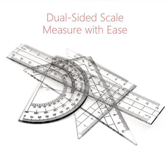 Alt view image 6 of 7 - Geometry Compass Set Drafting Tools for School Students Geometry Compass Kit with Protractor, Set Squares, and Ruler Organized in a Plastic Case for Math Sarter and Homework Stylish Pink