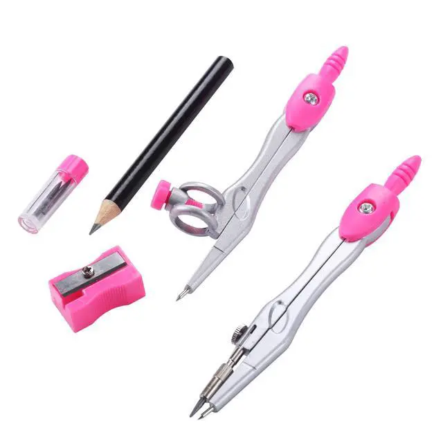 Alt view image 3 of 6 - Math Geometry Set 10 Pcs, Compass and Protractor for Students (Pink) | Shatterproof Storage Box,Rulers,Protractor,Compass,Eraser,Pencil Sharpener,Lead Refills,Pencil,for Classroom, Back to School