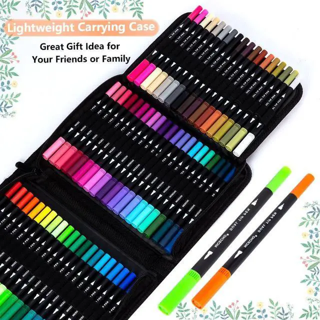 Alt view image 3 of 7 - 72 Colors Dual Tip Art Markers Pens for Adult Coloring Books | Brush Tip + Fine Tip, Coloring Marker for Drawing Journaling Note Taking Lettering, Durable Case