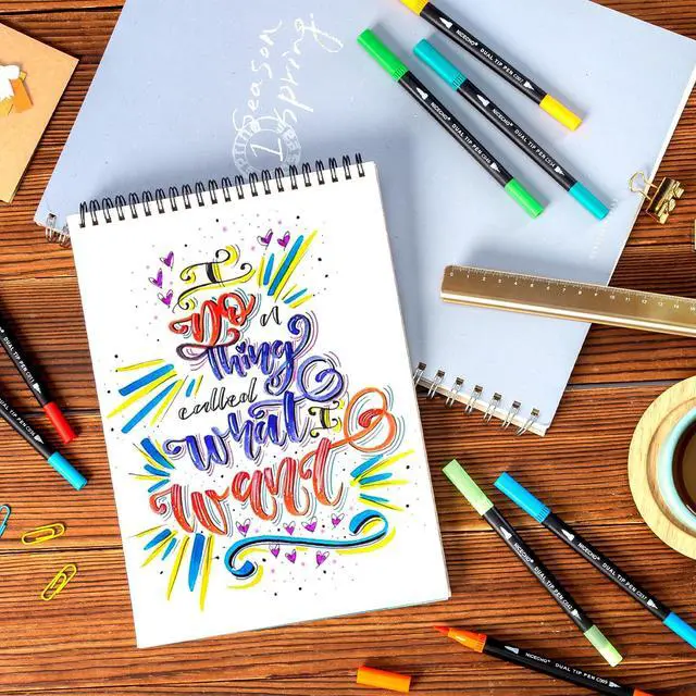 Alt view image 5 of 7 - 72 Colors Dual Tip Art Markers Pens for Adult Coloring Books | Brush Tip + Fine Tip, Coloring Marker for Drawing Journaling Note Taking Lettering, Durable Case