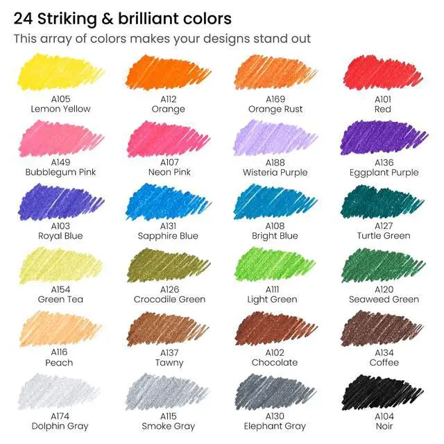 Alt view image 2 of 7 - Inkonic Fineliners Fine Point Pens, Set of 24 Fine Tip Markers with Color Numbers, 0.4mm Tips, Ergonomic Barrels, Brilliant Assorted Colors for Coloring, Drawing & Detailing
