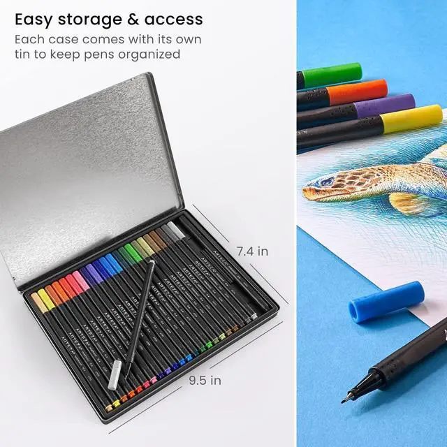 Alt view image 6 of 7 - Inkonic Fineliners Fine Point Pens, Set of 24 Fine Tip Markers with Color Numbers, 0.4mm Tips, Ergonomic Barrels, Brilliant Assorted Colors for Coloring, Drawing & Detailing