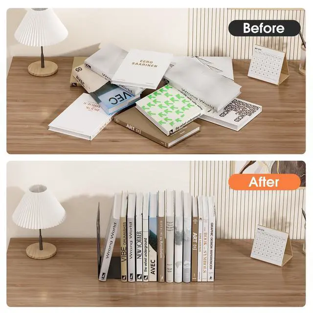 Alt view image 4 of 7 - Book Ends Tree Design Bookends for Shelves 7 x 4.7 x 3.5 2 Pair | Metal Constructio,Heavy Duty,Non-Skid Pads,Scratch Resistant,Stable Support,Space Saving,4 Pieces,Bookcase Desktop Use