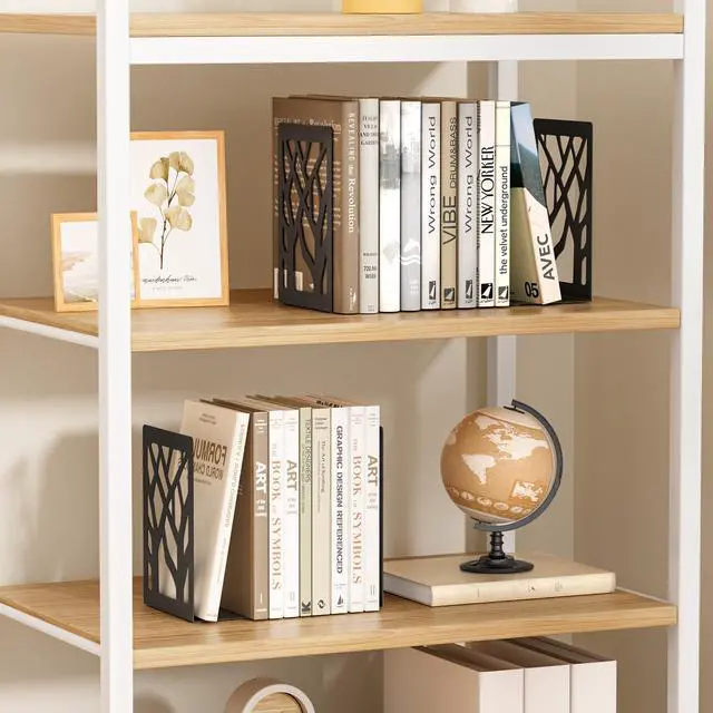 Alt view image 6 of 7 - Book Ends Tree Design Bookends for Shelves 7 x 4.7 x 3.5 2 Pair | Metal Constructio,Heavy Duty,Non-Skid Pads,Scratch Resistant,Stable Support,Space Saving,4 Pieces,Bookcase Desktop Use