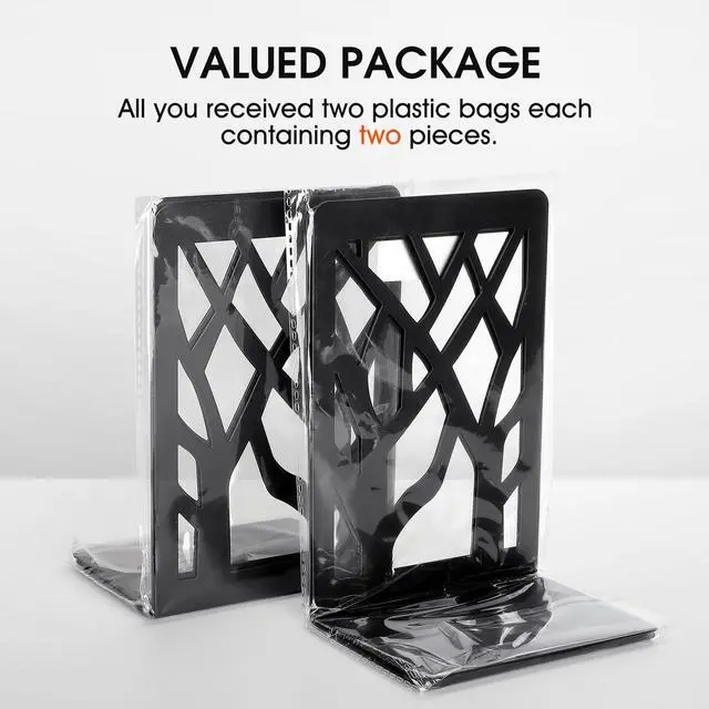Alt view image 7 of 7 - Book Ends Tree Design Bookends for Shelves 7 x 4.7 x 3.5 2 Pair | Metal Constructio,Heavy Duty,Non-Skid Pads,Scratch Resistant,Stable Support,Space Saving,4 Pieces,Bookcase Desktop Use