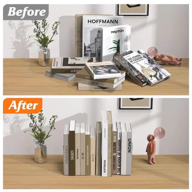 Alt view image 4 of 7 - Acrylic Bookends 4 Pcs, Clear Book Ends for Shelves, Bookend Organizer | Transparent Book Holder Stand Decorative, Book Stoppers for Heavy Duty Books, CD, File, Video Games