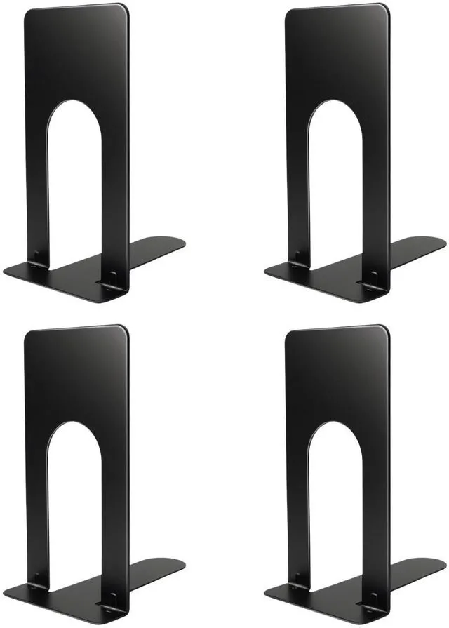 Main image of Book Ends for Shelves, 4 Pack Metal Bookends, Compact Book Stopper for Small Books, CDs, Vinyl Records, Desk & Classroom Organizer, 3.9x2.8x5.2 Inch, Gift for Book Lovers