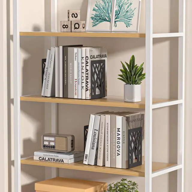 Alt view image 6 of 7 - 6-Piece Modern Metal Bookends for Shelves, Black Tree Book Ends for Books, Decorative Book Organizer for Desk, Non-Skid Shelve Bookends for Home Office