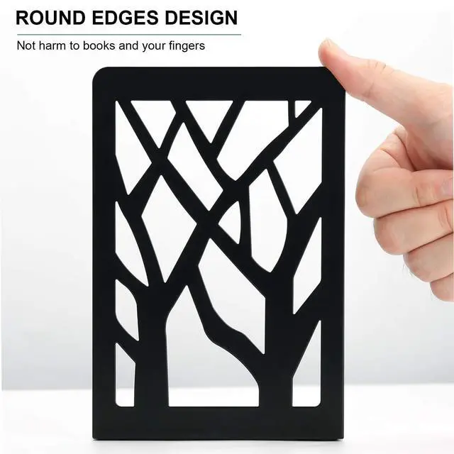 Alt view image 2 of 7 - Book Ends Tree Design Bookends for Shelves 7 x 4.7 x 3.5 1 Pair | Metal Constructio,Heavy Duty,Non-Skid Pads,Scratch Resistant,Stable Support,Space Saving,2 Pieces,Bookcase Desktop Use