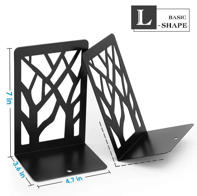 Alt view image 5 of 7 - Book Ends Tree Design Bookends for Shelves 7 x 4.7 x 3.5 1 Pair | Metal Constructio,Heavy Duty,Non-Skid Pads,Scratch Resistant,Stable Support,Space Saving,2 Pieces,Bookcase Desktop Use
