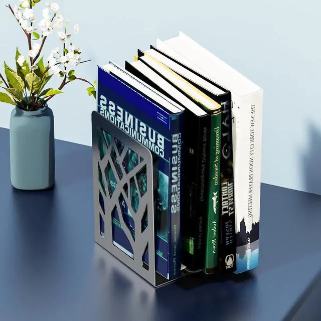 Alt view image 7 of 7 - Book Ends Tree Design Bookends for Shelves 7 x 4.7 x 3.5 1 Pair | Metal Constructio,Heavy Duty,Non-Skid Pads,Scratch Resistant,Stable Support,Space Saving,2 Pieces,Bookcase Desktop Use