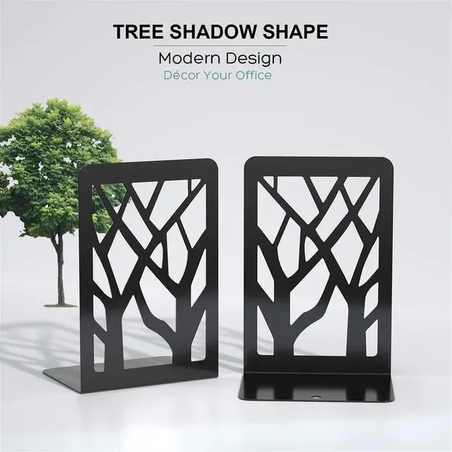 Alt view image 6 of 7 - Book Ends Tree Design Bookends for Shelves 7 x 4.7 x 3.5 1 Pair | Metal Constructio,Heavy Duty,Non-Skid Pads,Scratch Resistant,Stable Support,Space Saving,2 Pieces,Bookcase Desktop Use
