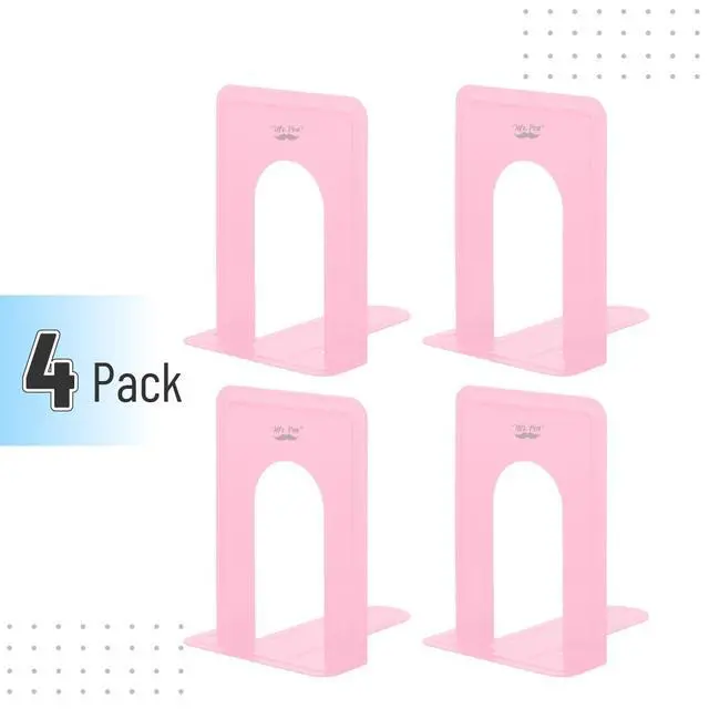 Alt view image 2 of 7 - Book Ends, 4 Pack, Light Pink | Heavy Duty Metal Bookends for Shelves, Book Holders for Shelves, Metal Bookends