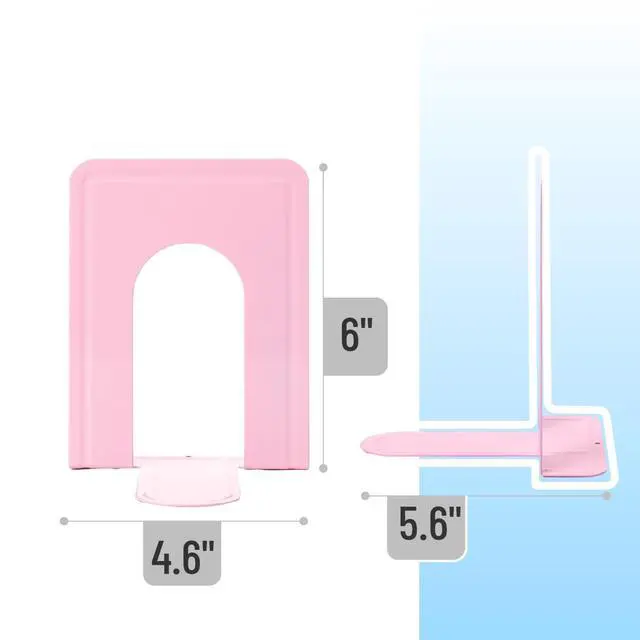 Alt view image 3 of 7 - Book Ends, 4 Pack, Light Pink | Heavy Duty Metal Bookends for Shelves, Book Holders for Shelves, Metal Bookends