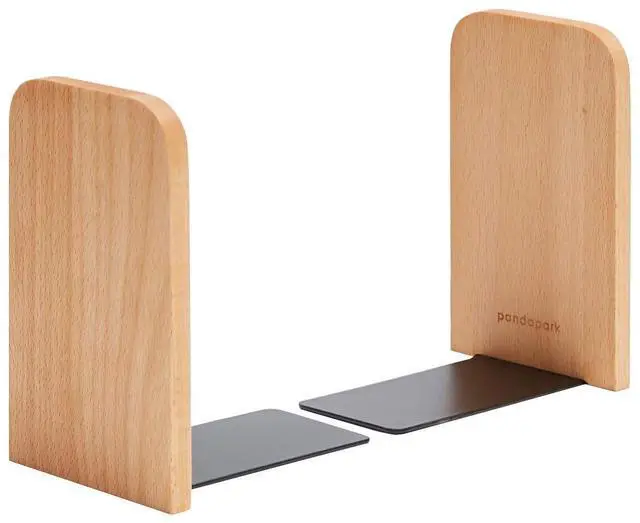 Main image of Wood Bookends,Non-Skid Bookend for Shelves,Heavy Duty Bookends,Book Stand for Books/CDs,1 Pair
