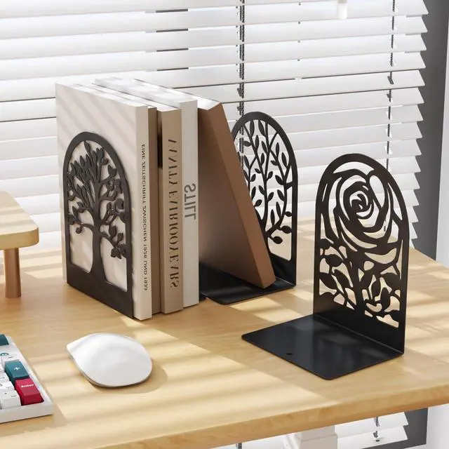 Alt view image 5 of 7 - Decorative Book Ends, Heavy Duty Bookends for Shelves, 3 Pairs | 6.89 x 4.89 x 3.54 Inch,Heavy Duty Support,Non-Skid Pads,Metal Finished,Scratch Resistant,Stable Support,Space Saving