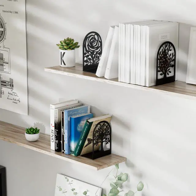 Alt view image 6 of 7 - Decorative Book Ends, Heavy Duty Bookends for Shelves, 3 Pairs | 6.89 x 4.89 x 3.54 Inch,Heavy Duty Support,Non-Skid Pads,Metal Finished,Scratch Resistant,Stable Support,Space Saving
