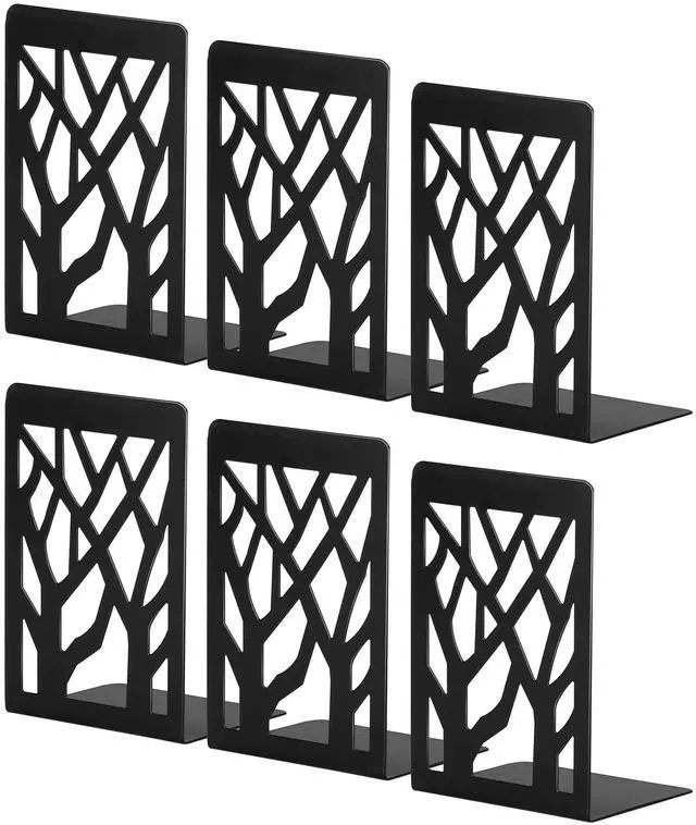 Main image of Book Ends, Bookends, Bookends for Shelves, Bookend, Book Ends for Heavy Books, Black Metal Book Shelf Holder Home Decorative, Book Stoppers for Shelves 3 Pair