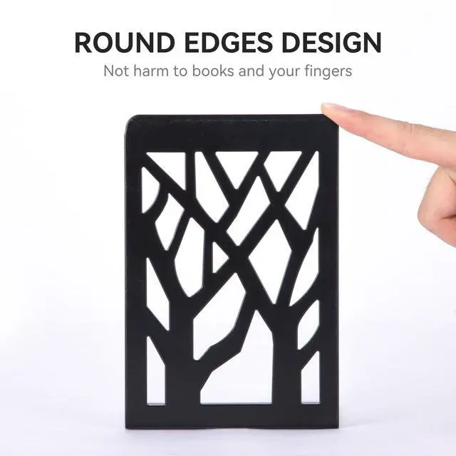 Alt view image 3 of 7 - Book Ends, Bookends, Bookends for Shelves, Bookend, Book Ends for Heavy Books, Black Metal Book Shelf Holder Home Decorative, Book Stoppers for Shelves 3 Pair