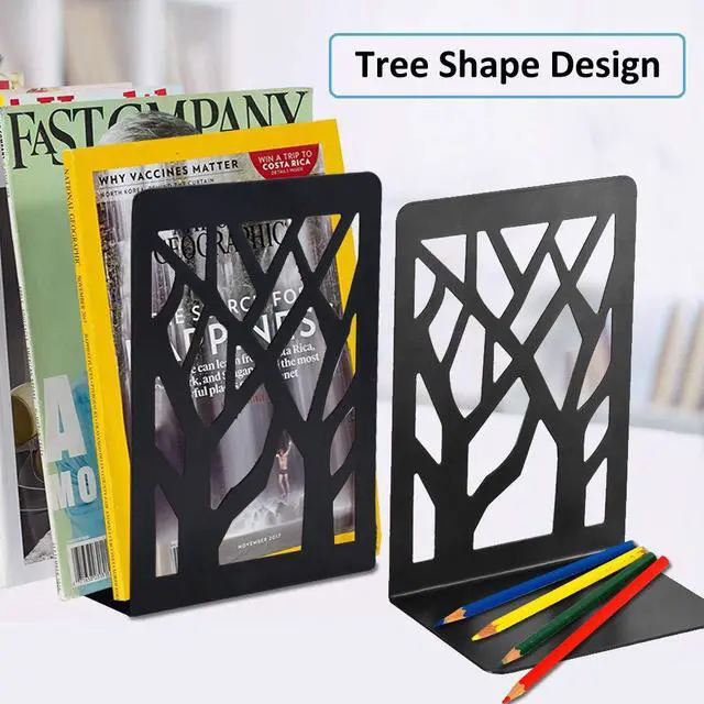 Alt view image 6 of 7 - Book Ends, Bookends, Bookends for Shelves, Bookend, Book Ends for Heavy Books, Black Metal Book Shelf Holder Home Decorative, Book Stoppers for Shelves 3 Pair