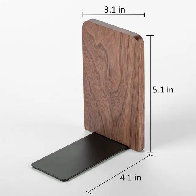 Alt view image 6 of 7 - Walnut Book Ends for Shelves, 1 Pair | Non-Slip Bookends, Heavy Duty Wooden Bookend, Suitable for Books & Movies Storage