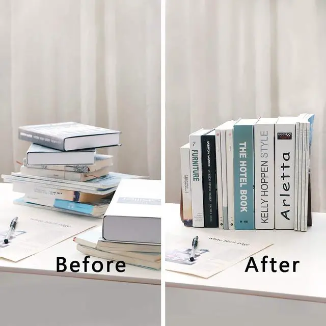 Alt view image 7 of 7 - Walnut Book Ends for Shelves, 1 Pair | Non-Slip Bookends, Heavy Duty Wooden Bookend, Suitable for Books & Movies Storage