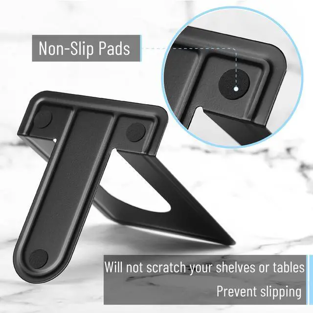 Alt view image 6 of 7 - Book Ends, Black, 4 Pack, Heavy Duty Metal Bookends for Shelves | Book Holders for Shelves, Metal Bookends