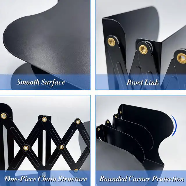 Alt view image 6 of 7 - Adjustable Bookends Non Skid Decorative Bookends,Metal Bookend for Heavy Books,Bookshelf Organizer Holder for Books and Magazines for Desk(Black)