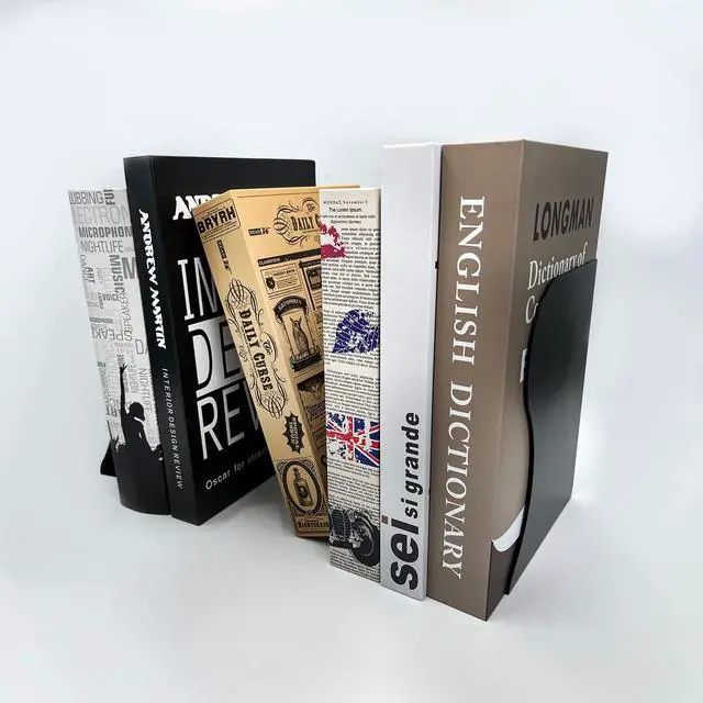 Alt view image 5 of 7 - Adjustable Bookends Non Skid Decorative Bookends,Metal Bookend for Heavy Books,Bookshelf Organizer Holder for Books and Magazines for Desk(Black)