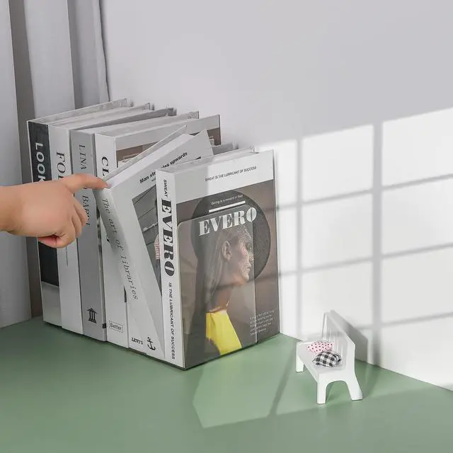 Alt view image 6 of 7 - Clear Acrylic Book Ends, 6 Pcs Bookends for Shelves | Book Ends For Shelves,Decorative Book Stoppers,Invisible Book Holder,Sturdy Structure,Non-Slip Feet,Desktop Organizer