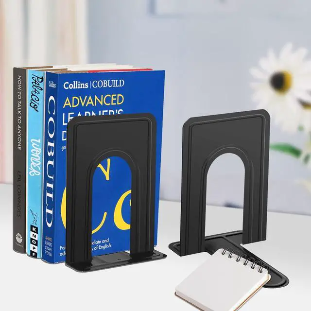 Alt view image 3 of 7 - Book Ends, Non-Skid Metal Bookend Supports for Shelves 6 Pieces | Heavy Duty Book End, Office Book Stopper with Anti-slip Foam Protectors, Basic but Effective T Design, 6.69 x 4.9 x 4.3 in