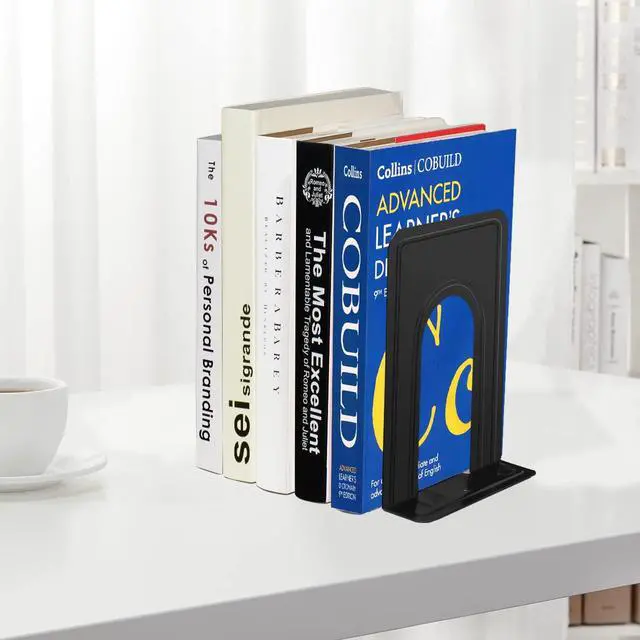 Alt view image 5 of 7 - Book Ends, Non-Skid Metal Bookend Supports for Shelves 6 Pieces | Heavy Duty Book End, Office Book Stopper with Anti-slip Foam Protectors, Basic but Effective T Design, 6.69 x 4.9 x 4.3 in