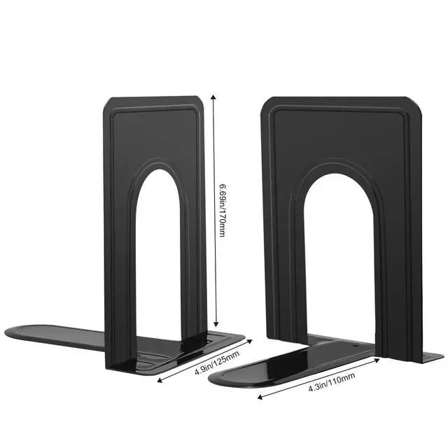 Alt view image 7 of 7 - Book Ends, Non-Skid Metal Bookend Supports for Shelves 6 Pieces | Heavy Duty Book End, Office Book Stopper with Anti-slip Foam Protectors, Basic but Effective T Design, 6.69 x 4.9 x 4.3 in