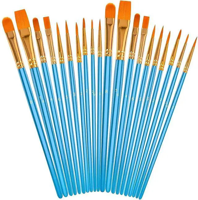 Main image of Acrylic Paint Brushes Set, 20 Pcs Pointed Tip Artist Paintbrushes | Soft,No-Shed Bristles for Acrylic for Acrylic Oil Watercolor Canvases Rock Nail Miniature Detailing Drawing Art Supplies