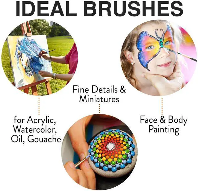 Alt view image 4 of 7 - Professional Artist Paint Brush Set of 12 - Painting Brushes Kit for Kids, Adults Fabulous for Canvas, Watercolor & Fabric - for Beginners and Professionals - Great for Water, Oil or Acrylic Painting
