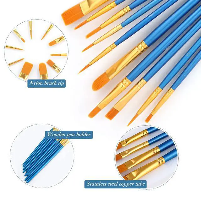 Alt view image 3 of 7 - 10 Pcs Paint Brushes, Acrylic Oil Watercolor Painting Brush Set | Nylon Hair Brushes Artist Professional Drawing Kits for Adult, Kids Face Canvas Rock Painting Arts Crafts Supplies(1 Pack)