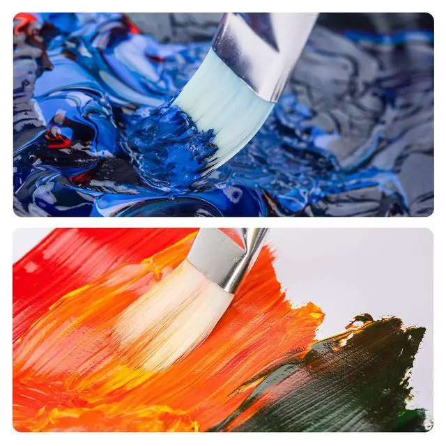 Alt view image 3 of 7 - Multi-shaped Polyester Paint Brushes for Acrylic, Oil, Watercolor, Gouache, Fine Detailing, Face Painting, 24 Count Different Sizes, Wood Color