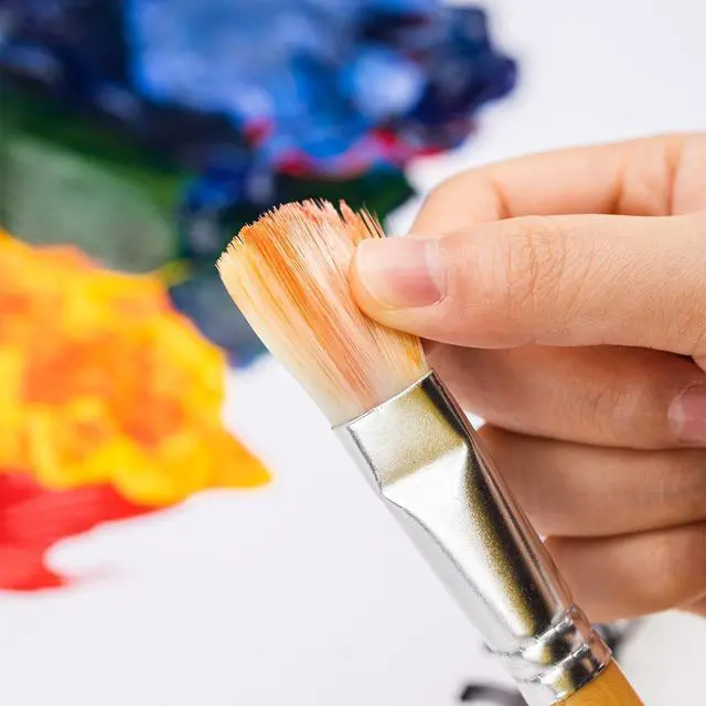 Alt view image 5 of 7 - Multi-shaped Polyester Paint Brushes for Acrylic, Oil, Watercolor, Gouache, Fine Detailing, Face Painting, 24 Count Different Sizes, Wood Color