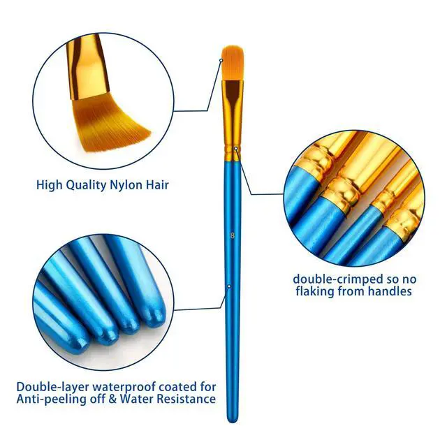 Alt view image 2 of 7 - Paint Brushes Set for Acrylic Painting, 20 Pcs Oil Watercolor Acrylic Paint Brush, Artist Paintbrushes for Body Face Rock Canvas, Kids Adult Drawing Arts Crafts Supplies, Blue | Artist Paintbrushes