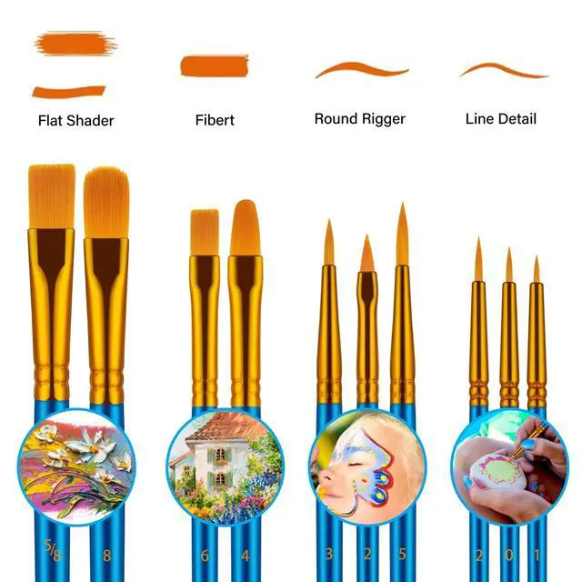 Alt view image 3 of 7 - Paint Brushes Set for Acrylic Painting, 20 Pcs Oil Watercolor Acrylic Paint Brush, Artist Paintbrushes for Body Face Rock Canvas, Kids Adult Drawing Arts Crafts Supplies, Blue | Artist Paintbrushes