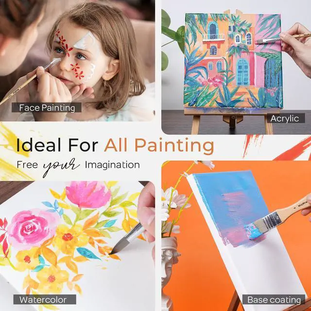 Alt view image 6 of 7 - 32pcs Paint Brush Set, Acrylic Paint Brushes, Professional Artist Series with Paint Spatula and Cloth Roll, Paintbrushes for Oil, Acrylic Canvas Paintings, Watercolor, Art Supplies