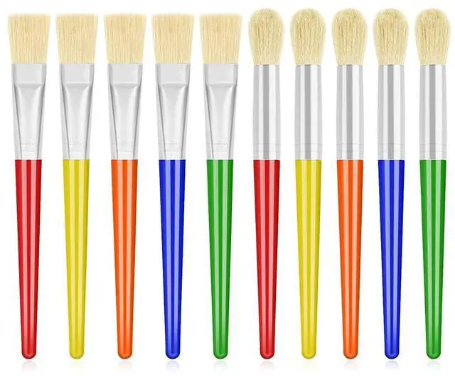 Main image of 10Pcs Paint Brushes for Kids, Anezus Kids Paint Brushes Toddler Large Chubby Brushes Round and Flat Preschool Painting Brushes for Washable Paint Acrylic Paint