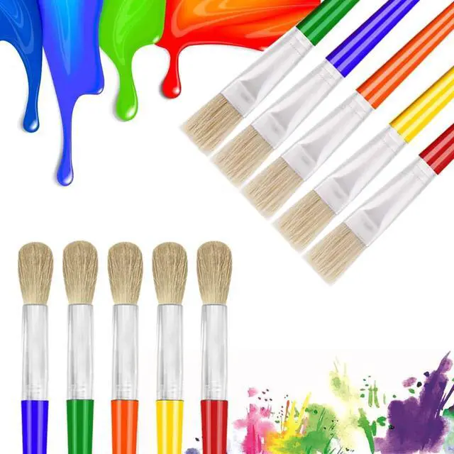 Alt view image 5 of 7 - 10Pcs Paint Brushes for Kids, Anezus Kids Paint Brushes Toddler Large Chubby Brushes Round and Flat Preschool Painting Brushes for Washable Paint Acrylic Paint