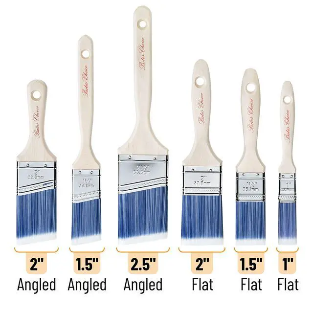 Alt view image 2 of 7 - Bates- Paint Brushes, 6 Pack, Treated Wood Handle Brushes for Walls | for Stain Application and Interior Painting Projects