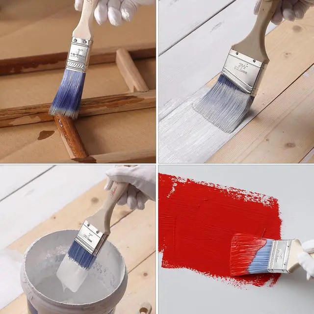 Alt view image 6 of 7 - Bates- Paint Brushes, 6 Pack, Treated Wood Handle Brushes for Walls | for Stain Application and Interior Painting Projects