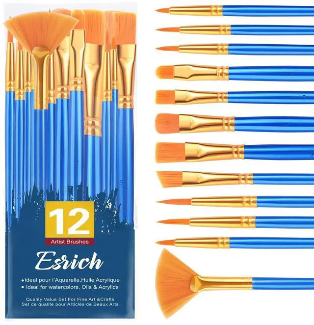 Main image of Paint Brushes Set,1pack/12pcs Nylon Hair Round-Pointed Tip Acrylic Paint Brushes for Watercolor Oil Rock Face Painting,12 Sizes Paint Brush for All Purposes Kids Adult Arts Painting Brush Kits