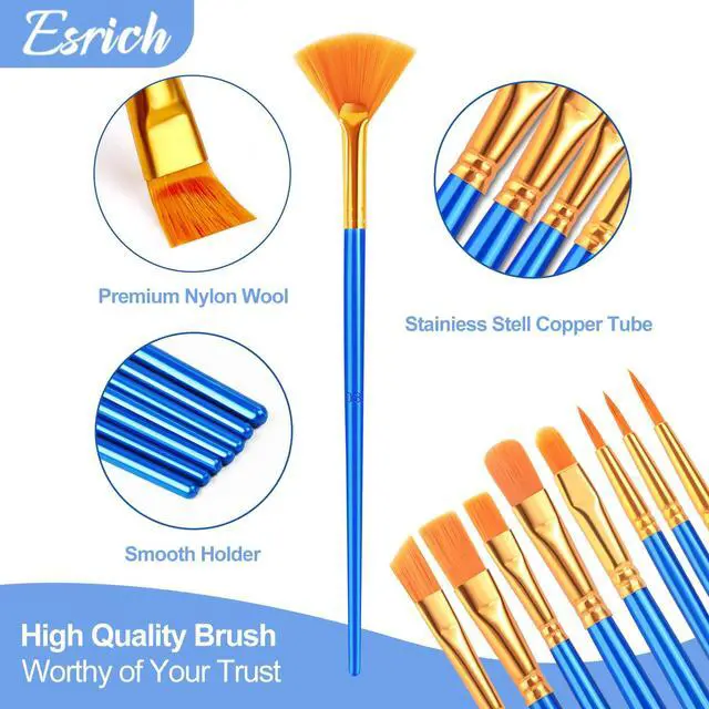 Alt view image 3 of 7 - Paint Brushes Set,1pack/12pcs Nylon Hair Round-Pointed Tip Acrylic Paint Brushes for Watercolor Oil Rock Face Painting,12 Sizes Paint Brush for All Purposes Kids Adult Arts Painting Brush Kits