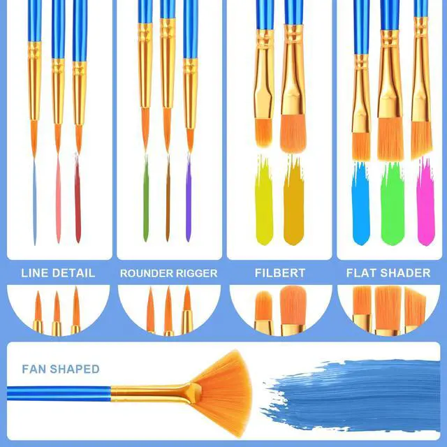 Alt view image 4 of 7 - Paint Brushes Set,1pack/12pcs Nylon Hair Round-Pointed Tip Acrylic Paint Brushes for Watercolor Oil Rock Face Painting,12 Sizes Paint Brush for All Purposes Kids Adult Arts Painting Brush Kits