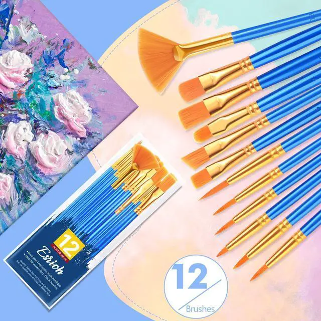 Alt view image 6 of 7 - Paint Brushes Set,1pack/12pcs Nylon Hair Round-Pointed Tip Acrylic Paint Brushes for Watercolor Oil Rock Face Painting,12 Sizes Paint Brush for All Purposes Kids Adult Arts Painting Brush Kits