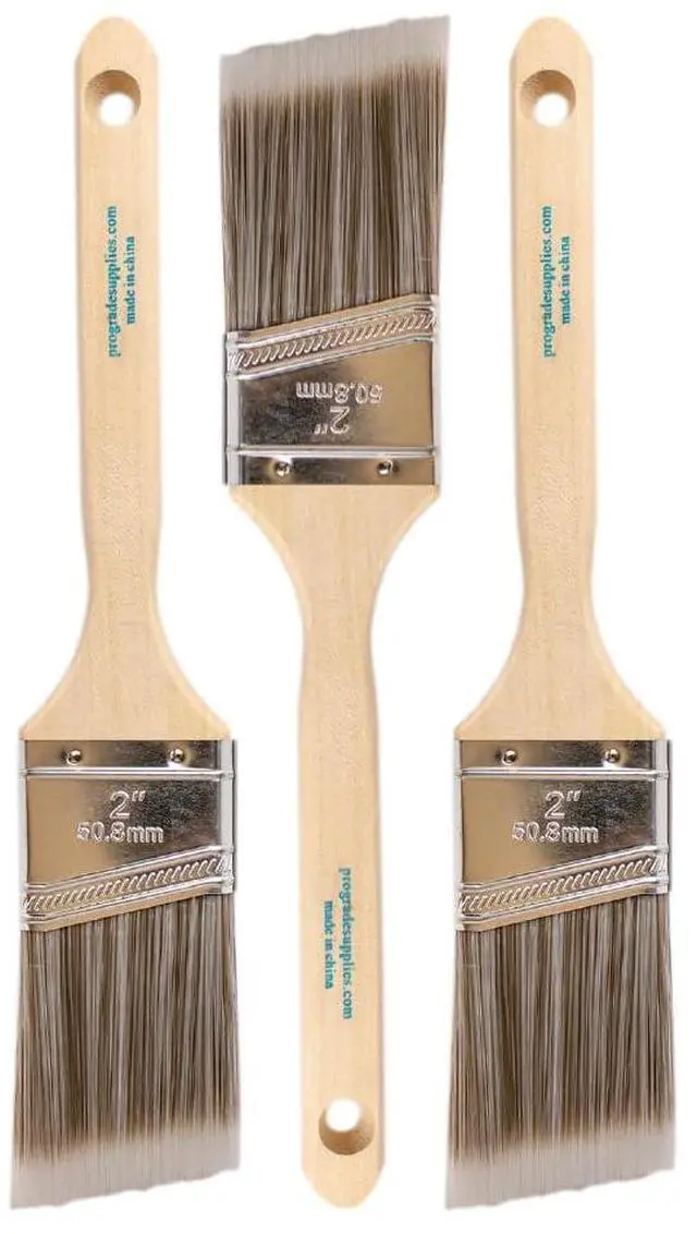 Main image of Paint Brushes, 2 Inch Angled Paint Brush, Trim & Walls, 3 Pack | Cutting-in & detail work | Furniture, cabinets & doors | Interior & exterior | Latex & oil-based | Medium stiff bristles